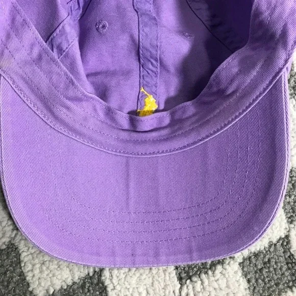 Polo Ralph Lauren Hat Cap Strap Back Purple Yellow Pony Embroidered Mens OS - Picture 7 of 9